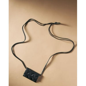 NWT $140 Marimekko Lokki Crossbody Black Leather Card ID Holder Mini Purse Bag